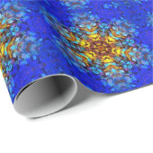 Digitale Mandala Geel en Blauw Cadeaupapier (Rol Hoek)