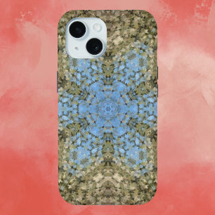 Digitale Mandala Geel en Blauw iPhone 15 Case