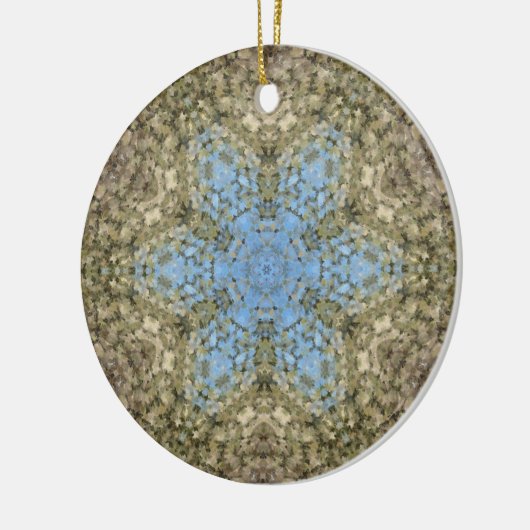 Digitale Mandala Geel en Blauw Keramisch Ornament (Links)