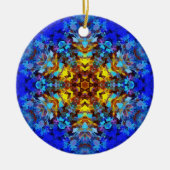 Digitale Mandala Geel en Blauw Keramisch Ornament (Voorkant)