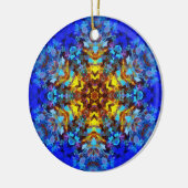 Digitale Mandala Geel en Blauw Keramisch Ornament (Links)