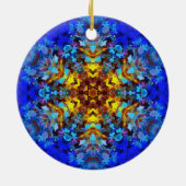 Digitale Mandala Geel en Blauw Keramisch Ornament (Achterkant)