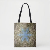 Digitale Mandala Geel en Blauw Tote Bag (Voorkant)