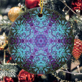 Digitale Mandala Groen Blauw en Paarse Keramisch Ornament
