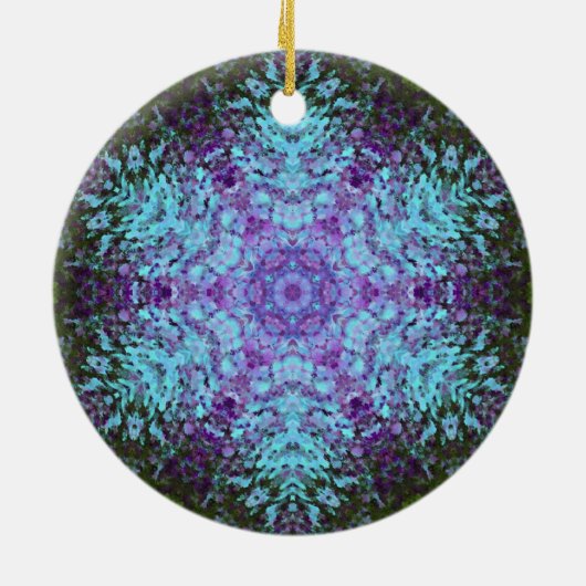 Digitale Mandala Groen Blauw en Paarse Keramisch Ornament (Achterkant)