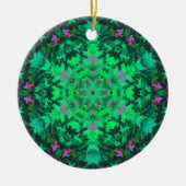 Digitale Mandala Groen en Paarse Keramisch Ornament (Voorkant)