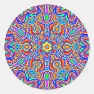 Digitale Mandala Kaleidoscoop, levendige kleuren s Ronde Sticker