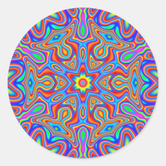 Digitale Mandala Kaleidoscoop, levendige kleuren s Ronde Sticker