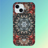 Digitale Mandala Rood en Wit iPhone 15 Case