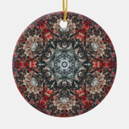 Digitale Mandala Rood en Wit Keramisch Ornament (Voorkant)