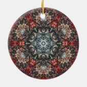 Digitale Mandala Rood en Wit Keramisch Ornament (Achterkant)