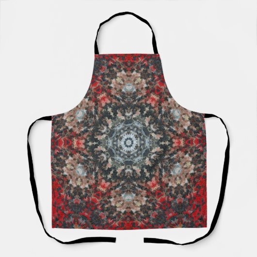 Digitale Mandala Rood en Wit Schort (Voorkant)