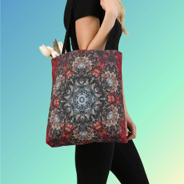 Digitale Mandala Rood en Wit Tote Bag