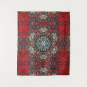 Digitale Mandala Rood en Wit Wandkleed (Voorkant)