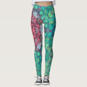 Digitale Mandala Rood Groen en Blauw Leggings (Voorkant)