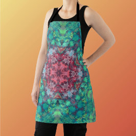 Digitale Mandala Rood Groen en Blauw Schort