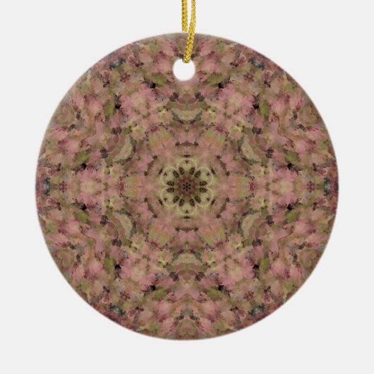 Digitale Mandala roze en geel Keramisch Ornament (Voorkant)