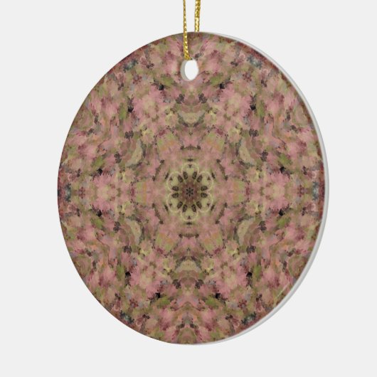 Digitale Mandala roze en geel Keramisch Ornament (Links)