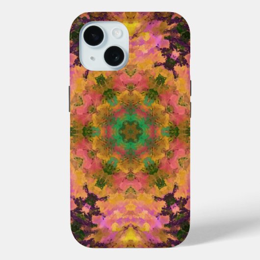 Digitale Mandala Roze Geel en Groen Case-Mate iPhone Case (Achterkant)
