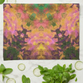 Digitale Mandala Roze Geel en Groen Theedoek (Gevouwen)