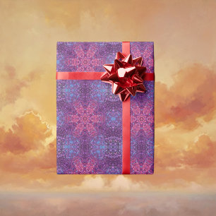 Digitale Mandala Roze Paarse en Blauw Cadeaupapier