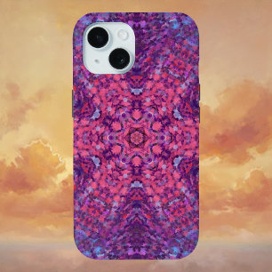 Digitale Mandala Roze Paarse en Blauw iPhone 15 Case