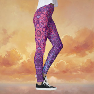 Digitale Mandala Roze Paarse en Blauw Leggings