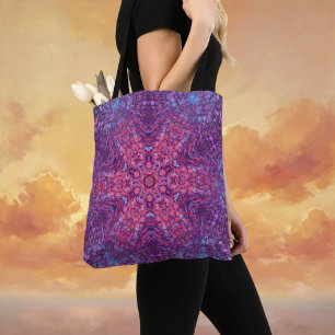 Digitale Mandala Roze Paarse en Blauw Tote Bag