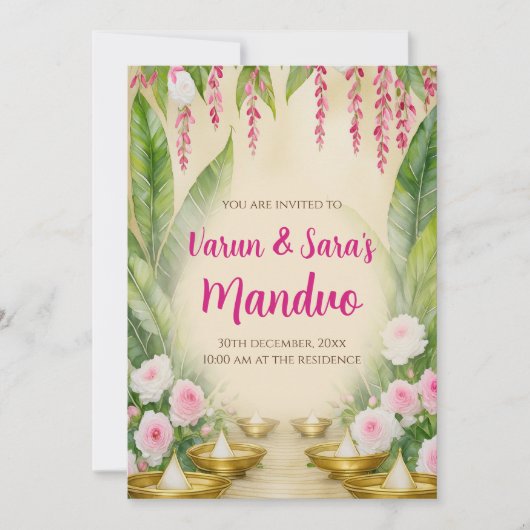 Digitale Mandap Mahurat uitnodigingen Mandvo uitno (Voorkant)