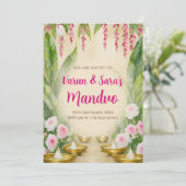 Digitale Mandap Mahurat uitnodigingen Mandvo uitno (Staand voorkant)