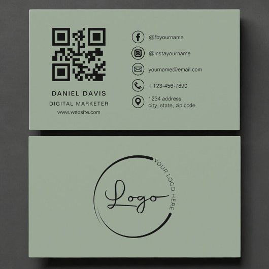 Digitale marketeer Sage Green Logo QR-code  Visitekaartje