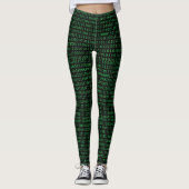 Digitale matrixcode – naadloos binair patroon leggings (Voorkant)