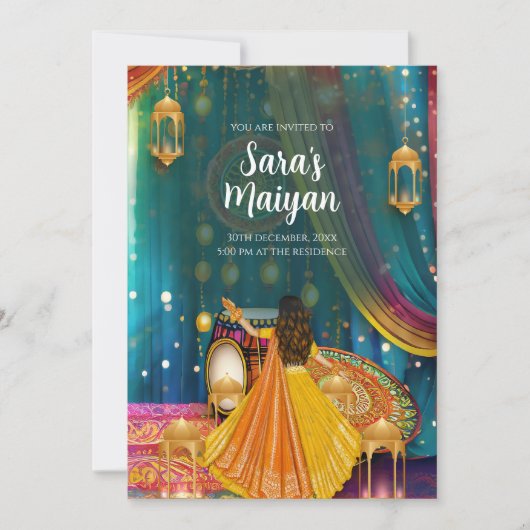 Digitale Maya nodigt uit als Pithi-uitnodigingen Kaart (Voorkant)