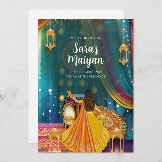 Digitale Maya nodigt uit als Pithi-uitnodigingen Kaart (Voorkant / Achterkant)