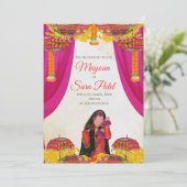 Digitale Mayoun uitnodiging & bruiloft Haldi uitno (Staand voorkant)