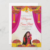 Digitale Mayoun uitnodiging & bruiloft Haldi uitno (Voorkant / Achterkant)