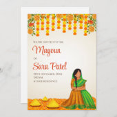 Digitale Mayoun uitnodigingen & Haldi uitnodigen (Voorkant / Achterkant)