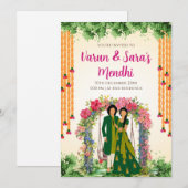 Digitale Mehendi uitnodiging & bruiloft Mehndi uit (Voorkant / Achterkant)