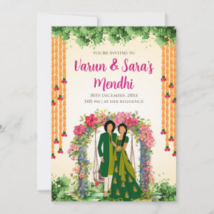 Digitale Mehendi uitnodiging & Trouw Mehndi uitnod