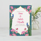 Digitale Mehndi-uitnodiging en digitale Dholki-uit Kaart (Staand voorkant)