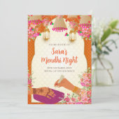 Digitale Mehndi uitnodiging & Mehendi uitnodiginge (Staand voorkant)
