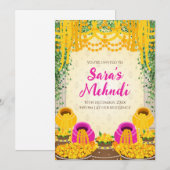 Digitale Mehndi uitnodigingen als Dholki uitnodigi (Voorkant / Achterkant)