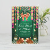 Digitale Mehndi uitnodigingen Dholki nodigt, Mehnd (Staand voorkant)