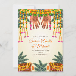 Digitale Mehndi uitnodigingen Digitale Dholki uitn