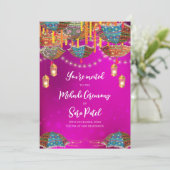 Digitale Mehndi-uitnodigingen & Mehndi-uitnodiging Kaart (Staand voorkant)