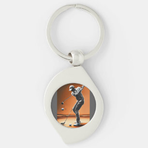 Digitale menselijke golfer in 10 golfswingposities sleutelhanger