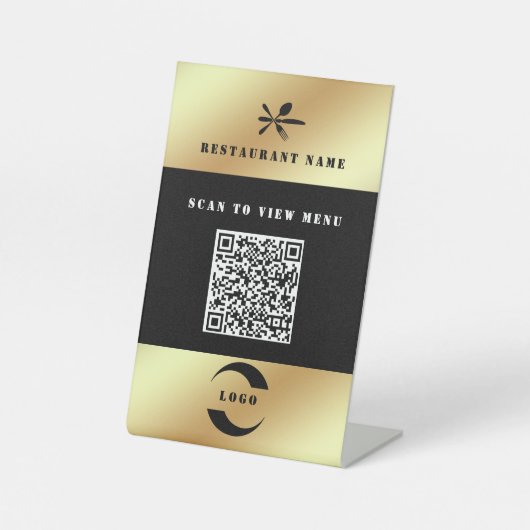 Digitale Menukaart QR Code Reclamebord Met Voetstuk (Voorkant)