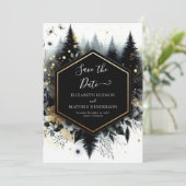 Digitale minimalistische betoverde bos bruiloft save the date (Staand voorkant)