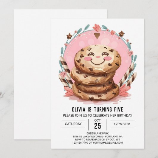 Digitale moderne bewerkbare cookies Verjaardag Kaart (Voorkant / Achterkant)