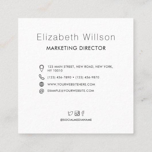 Digitale moderne zakelijke QR-code Vierkante Visitekaartje (Achterkant)